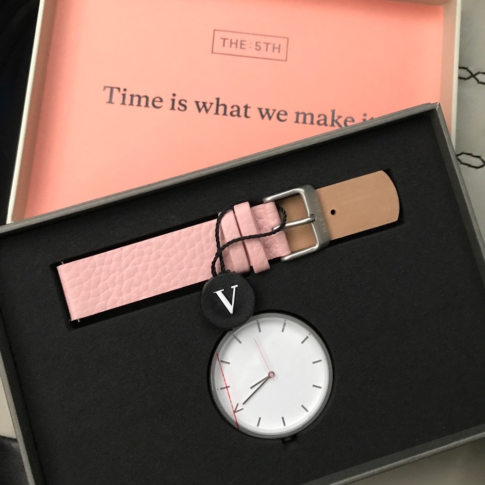 The 5th Pink Leather Watch